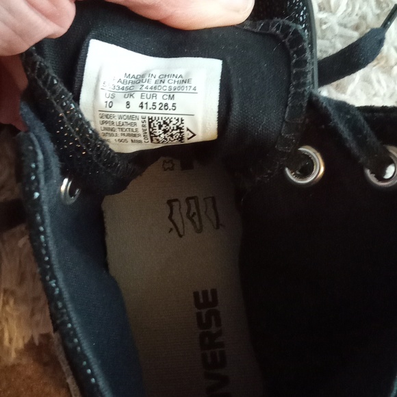 Converse Black and White High-Top Sneakers 10 Leather Upper - Picture 11 of 14